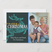 Tarjeta fotográfica de Navidad de fondo de reno