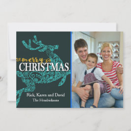 Tarjeta fotográfica de Navidad de fondo de reno