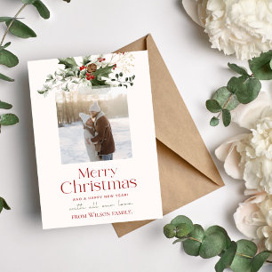 Tarjeta fotográfica de Navidad de la familia minim
