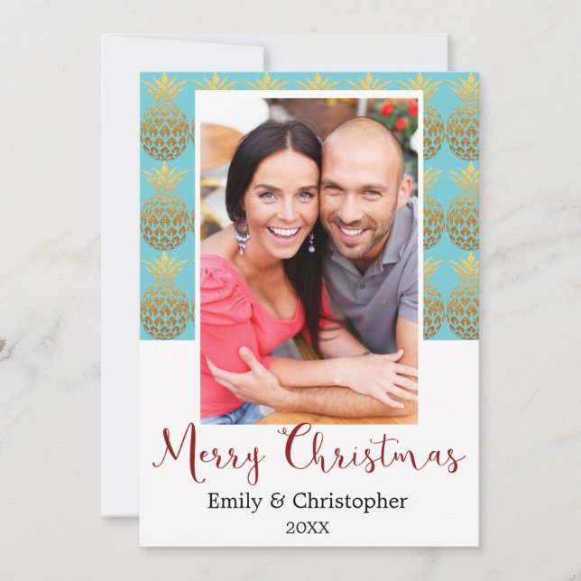 Tarjeta fotográfica de navidad de la piña (Anverso)