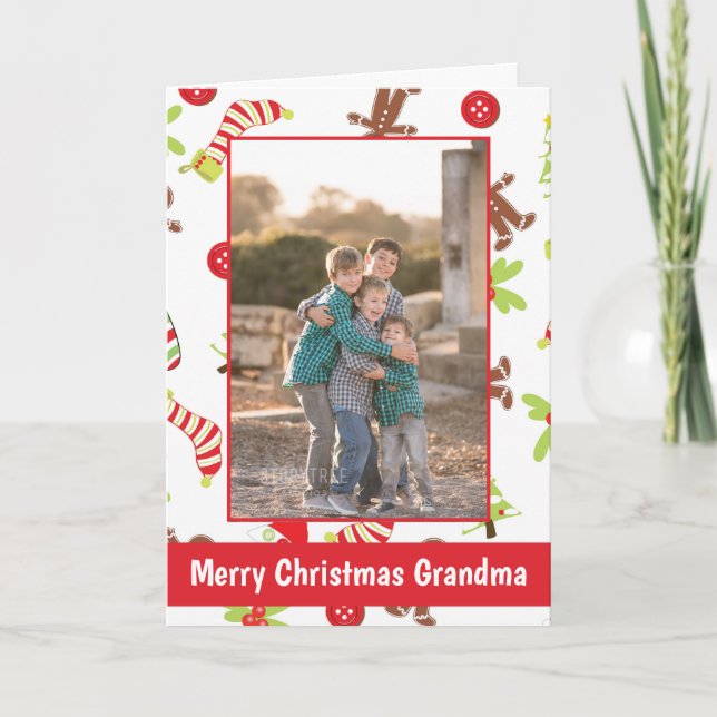 Tarjeta fotográfica de navidad de las abuelas de n (Anverso)