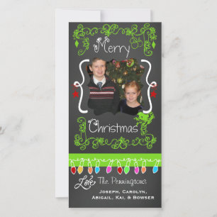 Tarjeta fotográfica de navidad de Lime Green Chalk