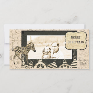 Tarjeta fotográfica de Navidad de marfil y cebra n