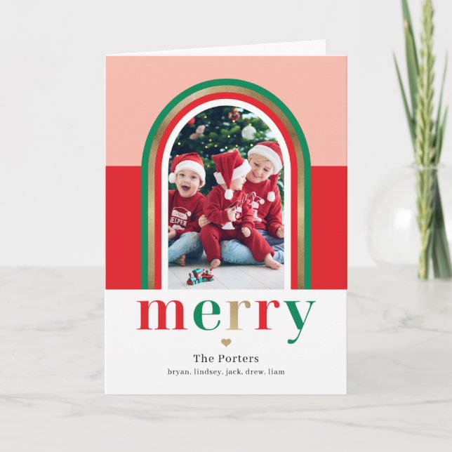 Tarjeta fotográfica de Navidad de Merry Arch (Anverso)