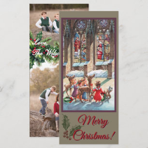 Tarjeta fotográfica de Navidad de niños en el Naci