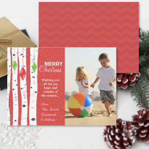Tarjeta fotográfica de navidad de ornamento rojo l