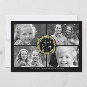 Tarjeta fotográfica de Navidad de Paz y Alegría -