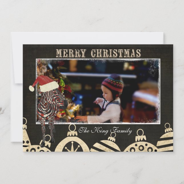 Tarjeta fotográfica de Navidad de Rosa de cebra ne (Anverso)