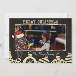 Tarjeta fotográfica de Navidad de Rosa de cebra ne