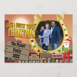 Tarjeta fotográfica de Navidad del Oeste Viejo