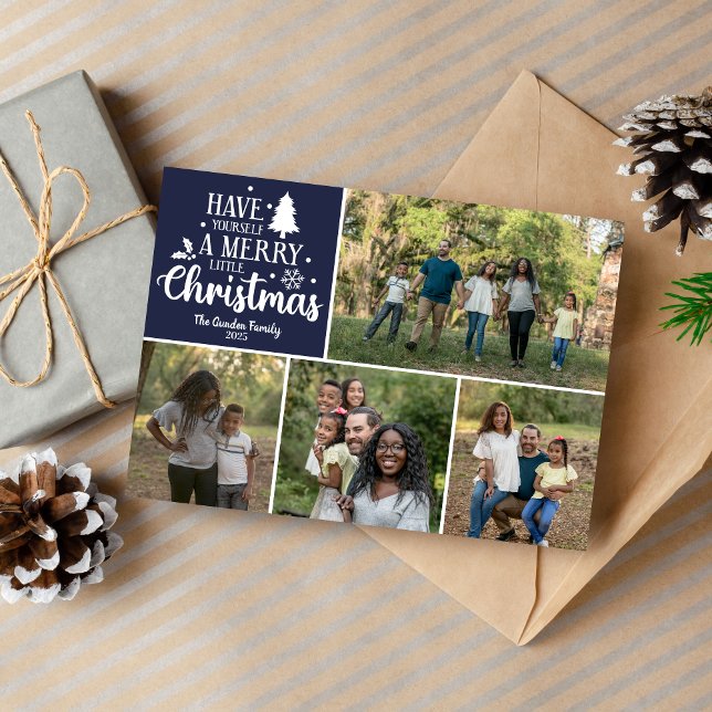 Tarjeta fotográfica de navidad familiar merry (Subido por el creador)