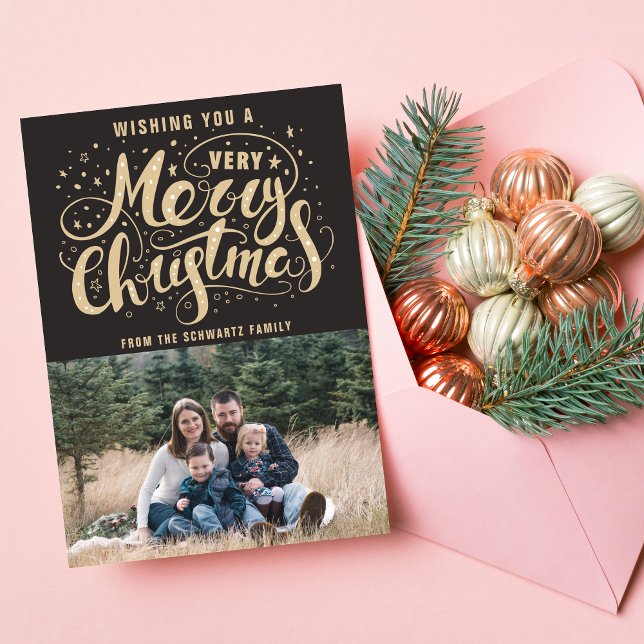 Tarjeta fotográfica de navidad familiar merry (Subido por el creador)