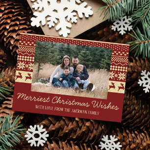 Tarjeta fotográfica de navidad familiar merry