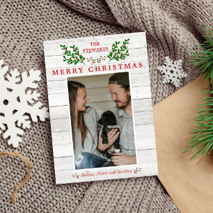 Tarjeta fotográfica de navidad familiar merry