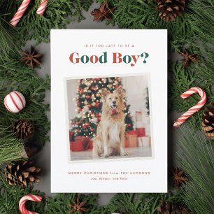 Tarjeta fotográfica de Navidad Good Boy Dog