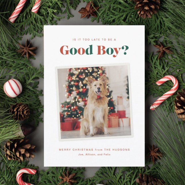 Tarjeta fotográfica de Navidad Good Boy Dog (Subido por el creador)