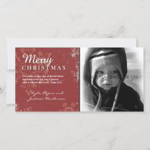 Tarjeta fotográfica de Navidad Grunge Rojo