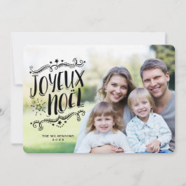 Tarjeta fotográfica de Navidad Joyeux Noel Merry