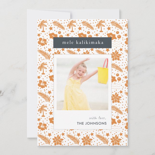 Tarjeta fotográfica de Navidad Mele Kalikimaka Haw (Anverso)