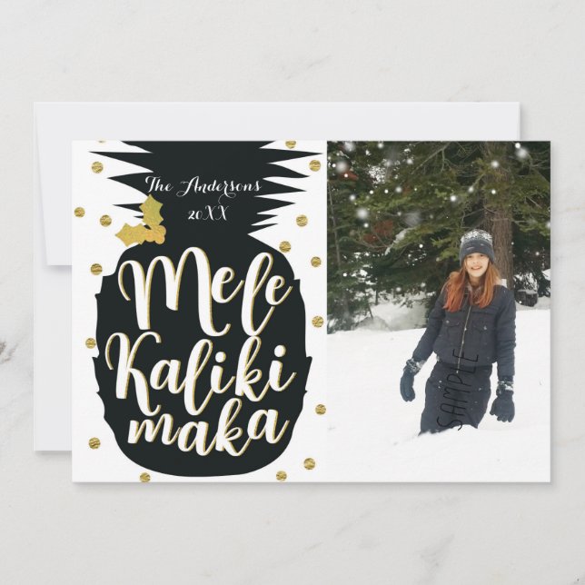 Tarjeta fotográfica de Navidad Mele Kalikimaka Pin (Anverso)