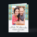 Tarjeta fotográfica de Navidad Mele Kalikimaka Pin<br><div class="desc">Tarjeta fotográfica Aqua Blue para Navidades de Piña Azul Mele Kalikimaka Faux Relieve metalizado Gold y Aqua Blue Pineapple. Esta tarjeta de fotos de Navidad en Hawái es perfecta para una tarjeta tropical de Navidades familiares.</div>