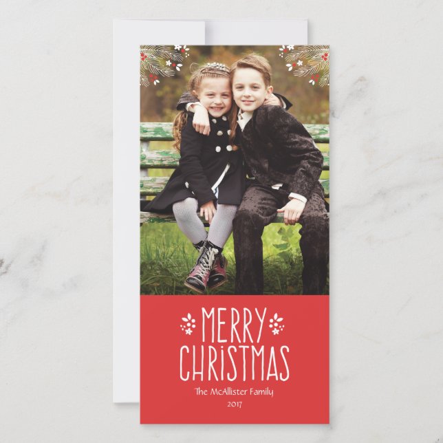 Tarjeta fotográfica de navidad Merry Berry (Anverso)