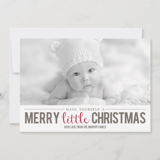 Tarjeta fotográfica de navidad Merry Little (Anverso)