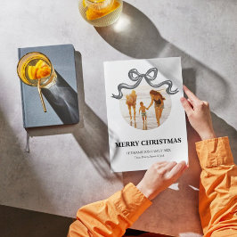 Tarjeta fotográfica de Navidad Metallette Bow