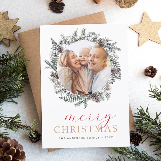 Tarjeta fotográfica de Navidad moderna con presupu (Subido por el creador)