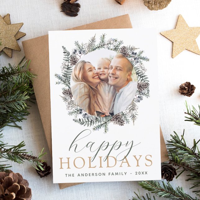 Tarjeta fotográfica de Navidad moderna con presupu (Subido por el creador)