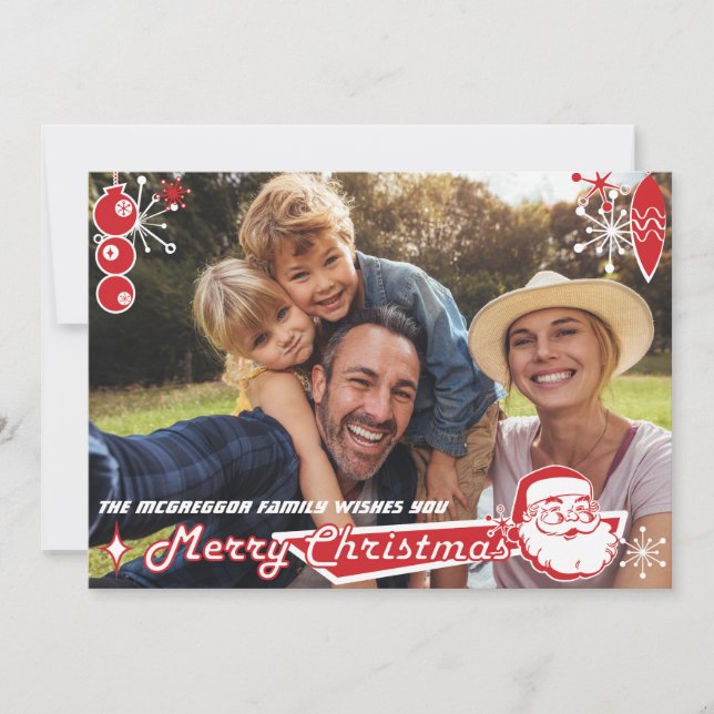 Tarjeta fotográfica de Navidad moderna de mediados (Anverso)