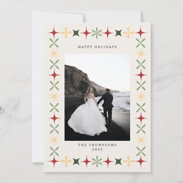 Tarjeta fotográfica de Navidad moderna de mediados (Anverso)