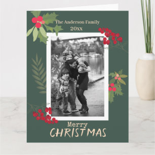 Tarjeta fotográfica de navidad navideña de berries