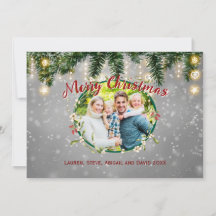 Tarjeta fotográfica de navidad navideña de Feliz