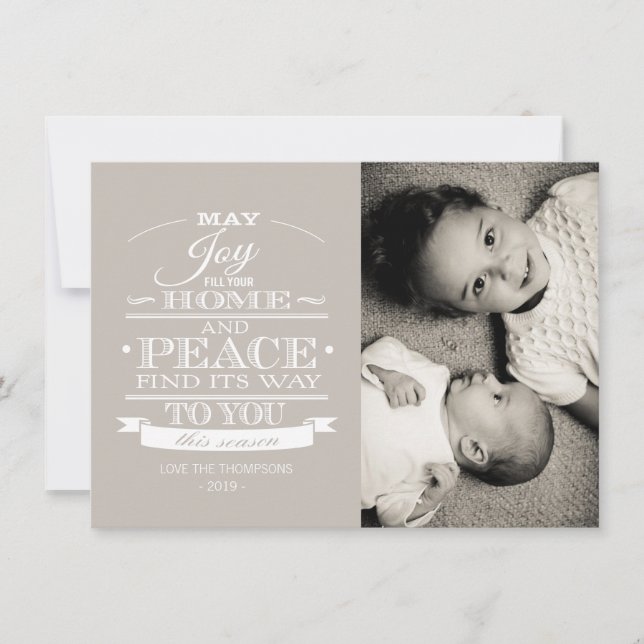 Tarjeta fotográfica de Navidad Neutral White Typog (Anverso)