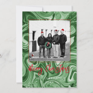 Tarjeta fotográfica de Navidad Nombre de familia M