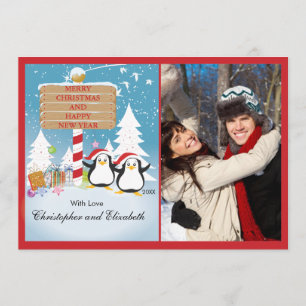 Tarjeta fotográfica de Navidad para parejas felice