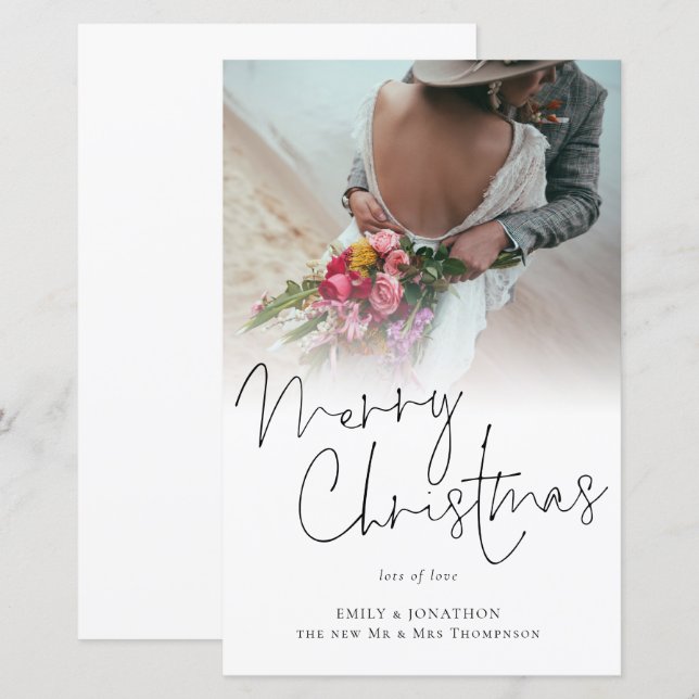 Tarjeta fotográfica de navidad para recién casados (Anverso / Reverso)