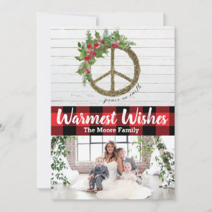 Tarjeta fotográfica de Navidad Peace On Earth