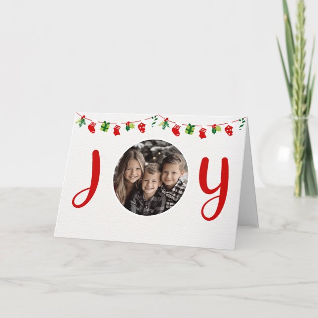 Tarjeta fotográfica de navidad Radiant Joy (Anverso)