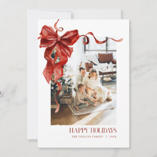 Tarjeta fotográfica de navidad Red Bow Tarjeta nav