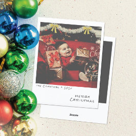 Tarjeta fotográfica de Navidad retro - Garland bla