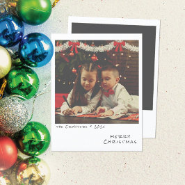 Tarjeta fotográfica de Navidad retro - Garland bla