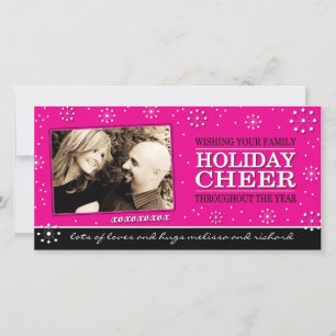 Tarjeta fotográfica de Navidad rosa caliente