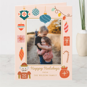 Tarjeta fotográfica de Navidad rosa Ornamento fe