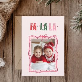 Tarjeta fotográfica de Navidad rosa personalizada 