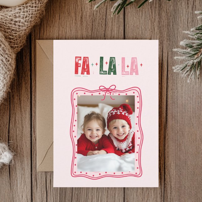 Tarjeta fotográfica de Navidad rosa personalizada  (Subido por el creador)