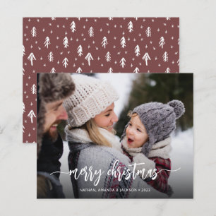 Tarjeta fotográfica de navidad Rustic Merry modern