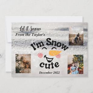 Tarjeta fotográfica de Navidad Snow Cute Snowman