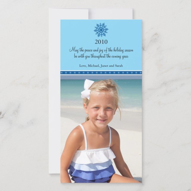 Tarjeta fotográfica de Navidad Snowflake (Anverso)